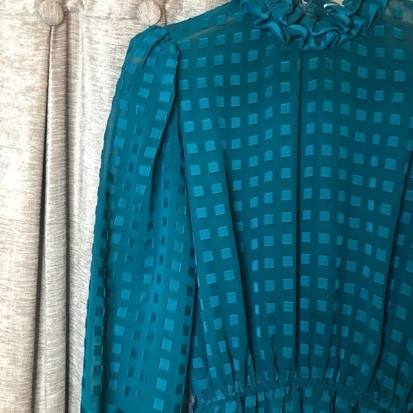 Vintage 80’s Donna Morgan for Non Stop Turquoise Geometric Print Dress Size 8 - Picture 4 of 16